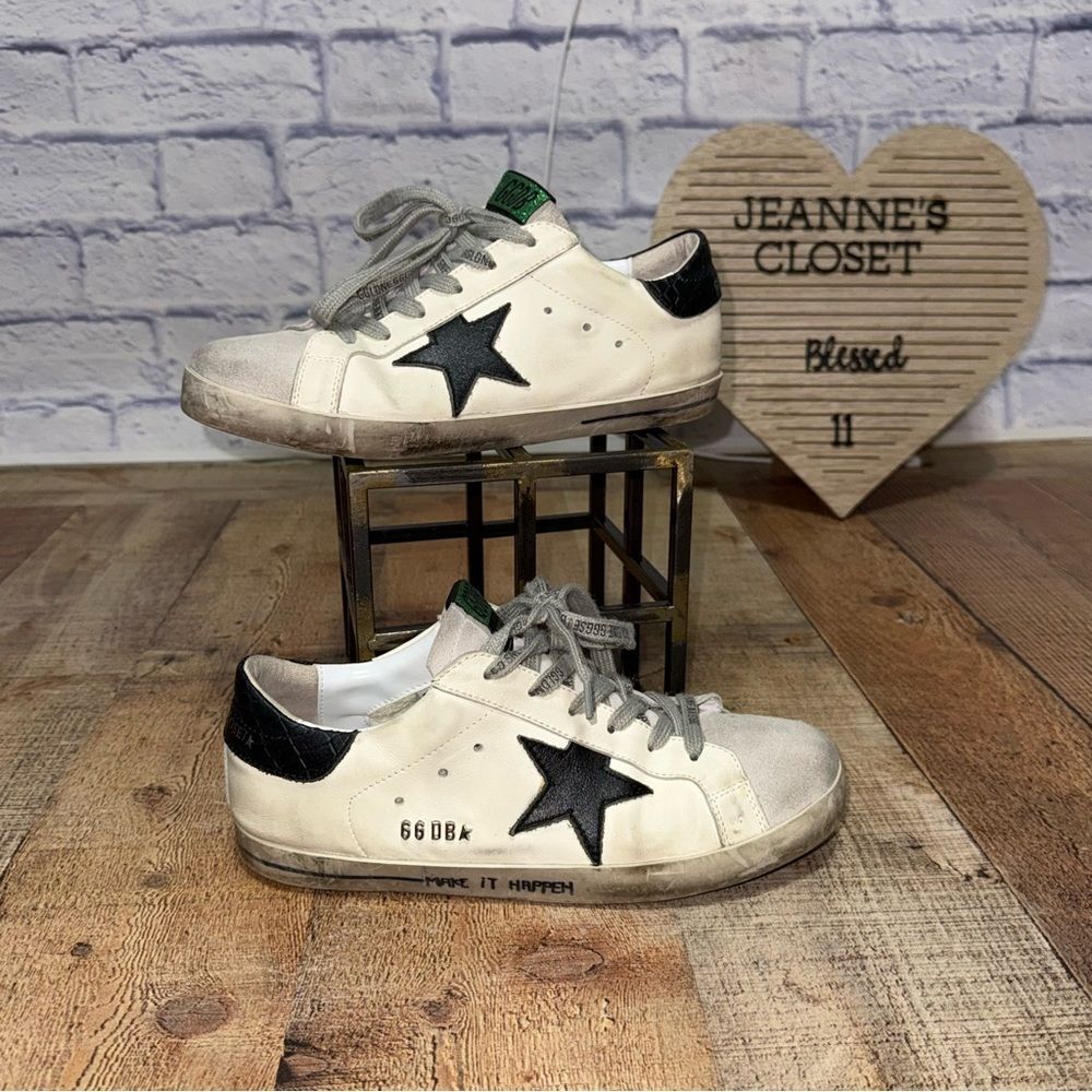 Golden goose “make it happen” sneakers green tongue